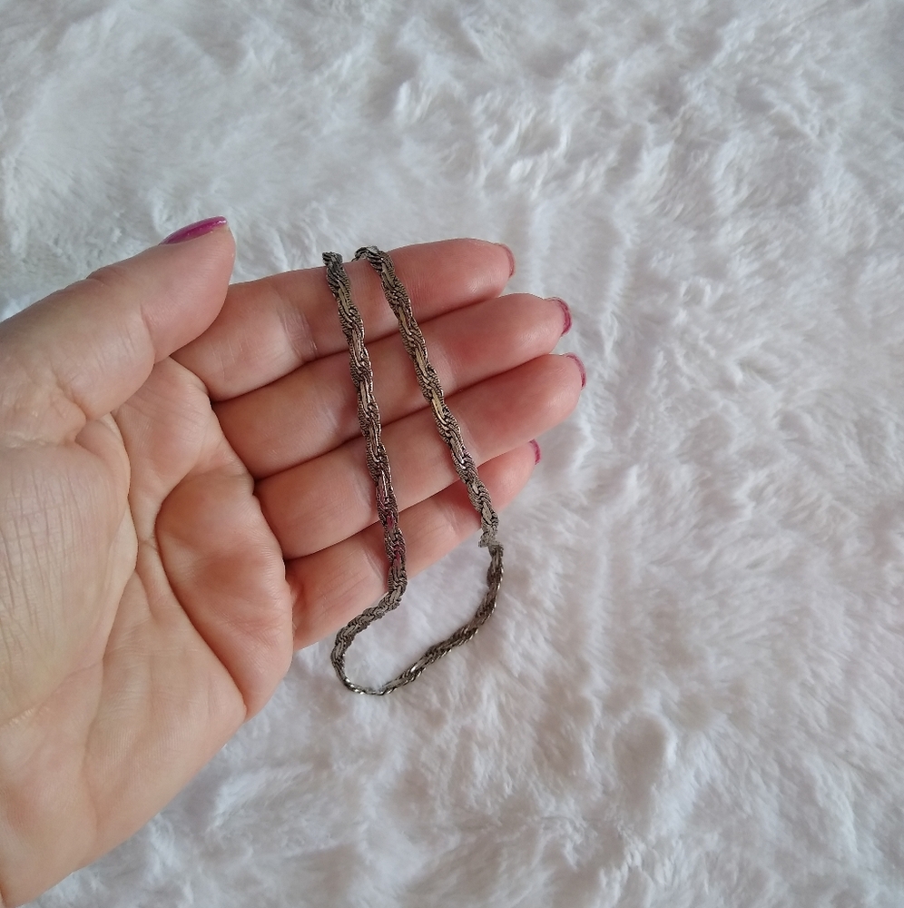 Vintage Sterling Silver Woven Necklace